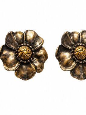 Ann King 18K Gold & Sterling Silver Flower Earrings | Designer Omega Back